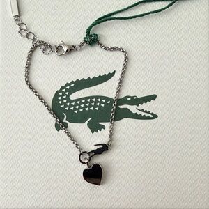 Lacoste Silver Bracelet with Black Heart Charm